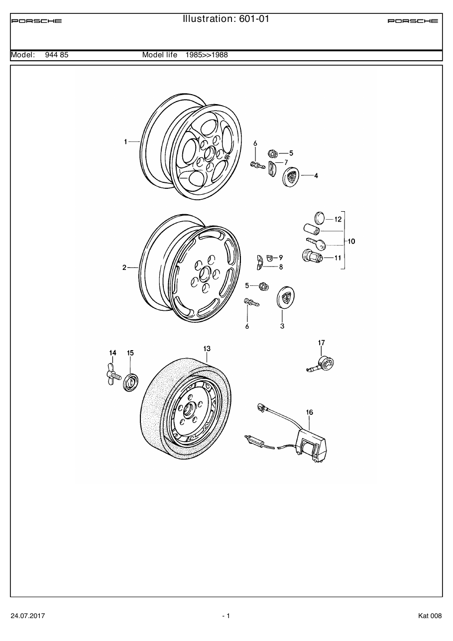 Exploded parts diagram — Disc wheel