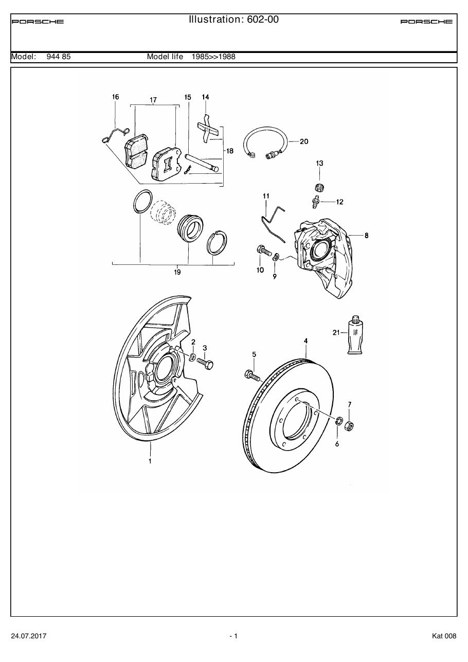 Exploded parts diagram — Disc brake