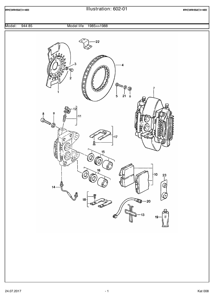 Exploded parts diagram — Disc brake