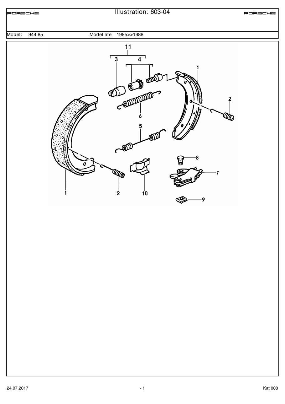 Exploded parts diagram — Handbrake