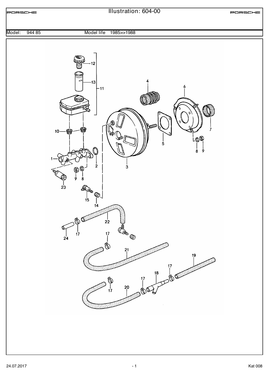 Exploded parts diagram — Brake master cylinder