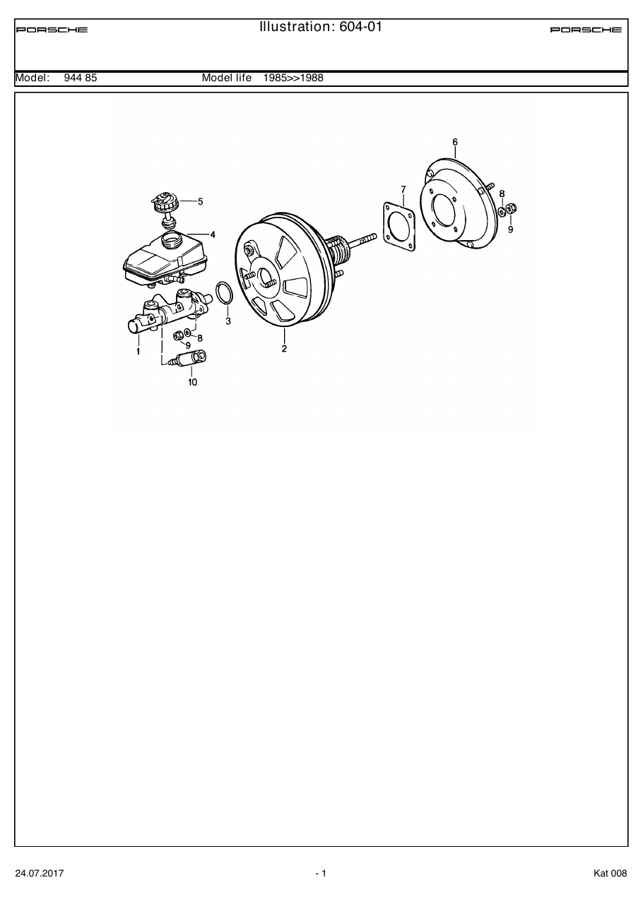 Exploded parts diagram — Brake master cylinder