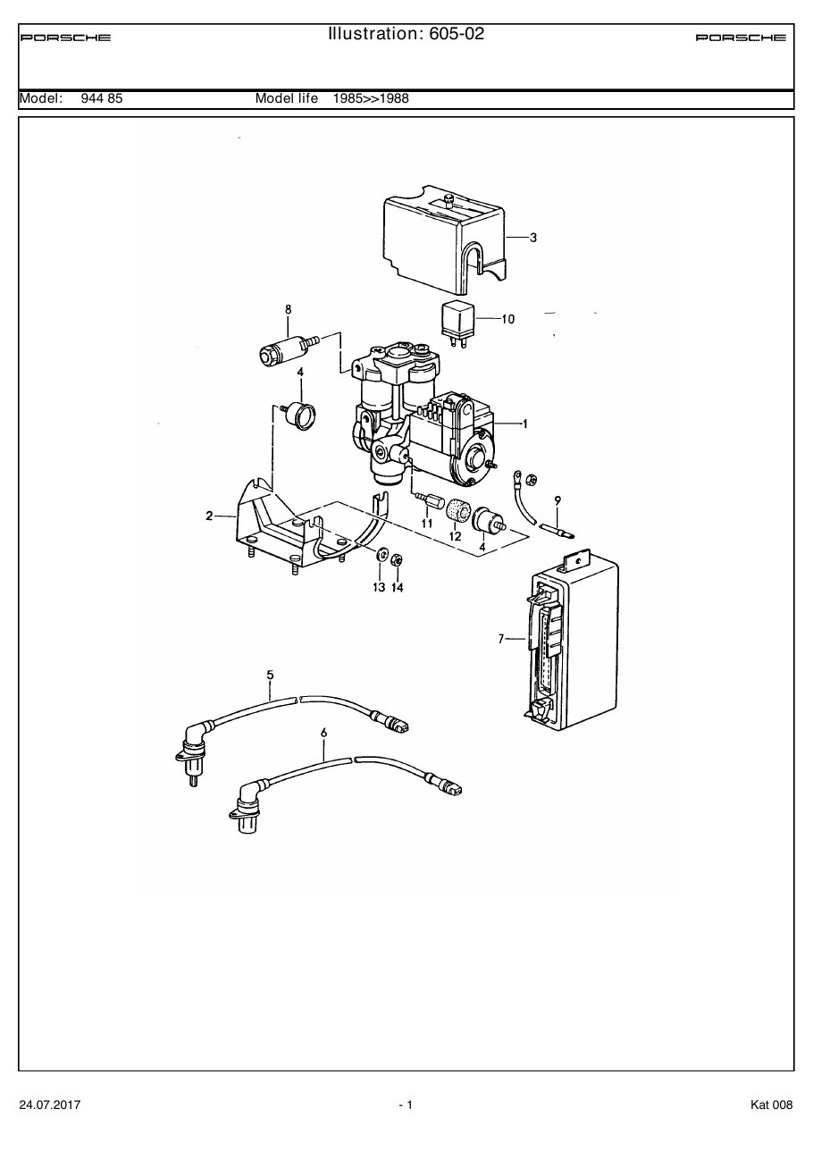 Exploded parts diagram — Hydraulic unit