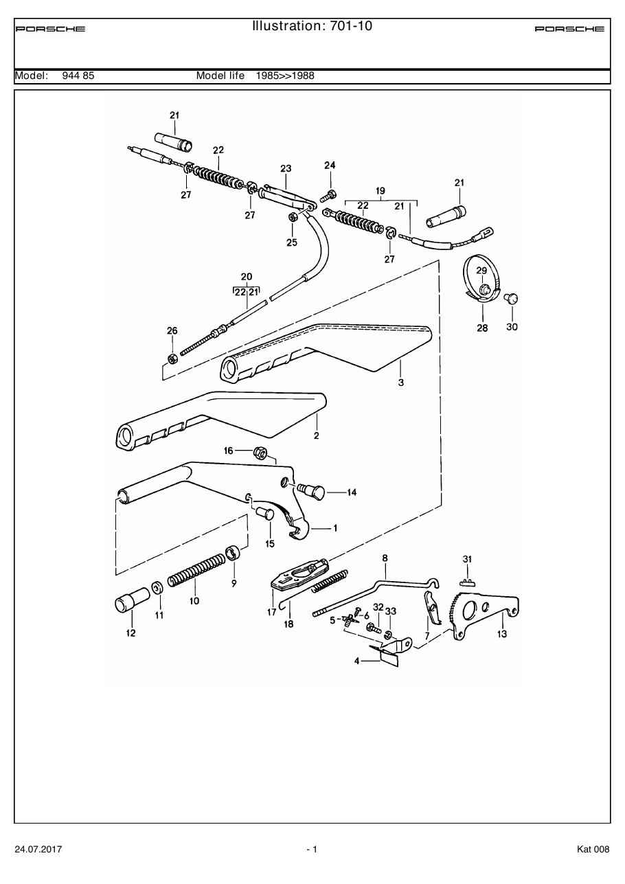Exploded parts diagram — Parking-brake lever