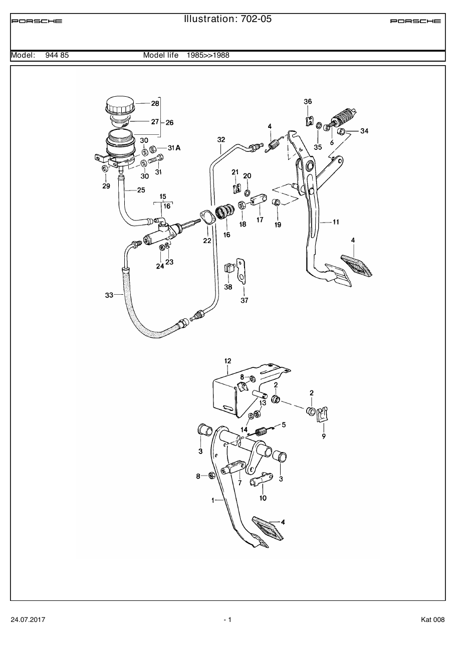 Exploded parts diagram — Brake