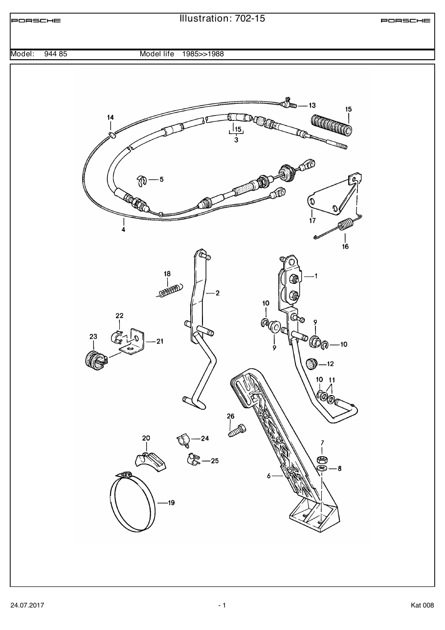 Exploded parts diagram — Accelerator pedal