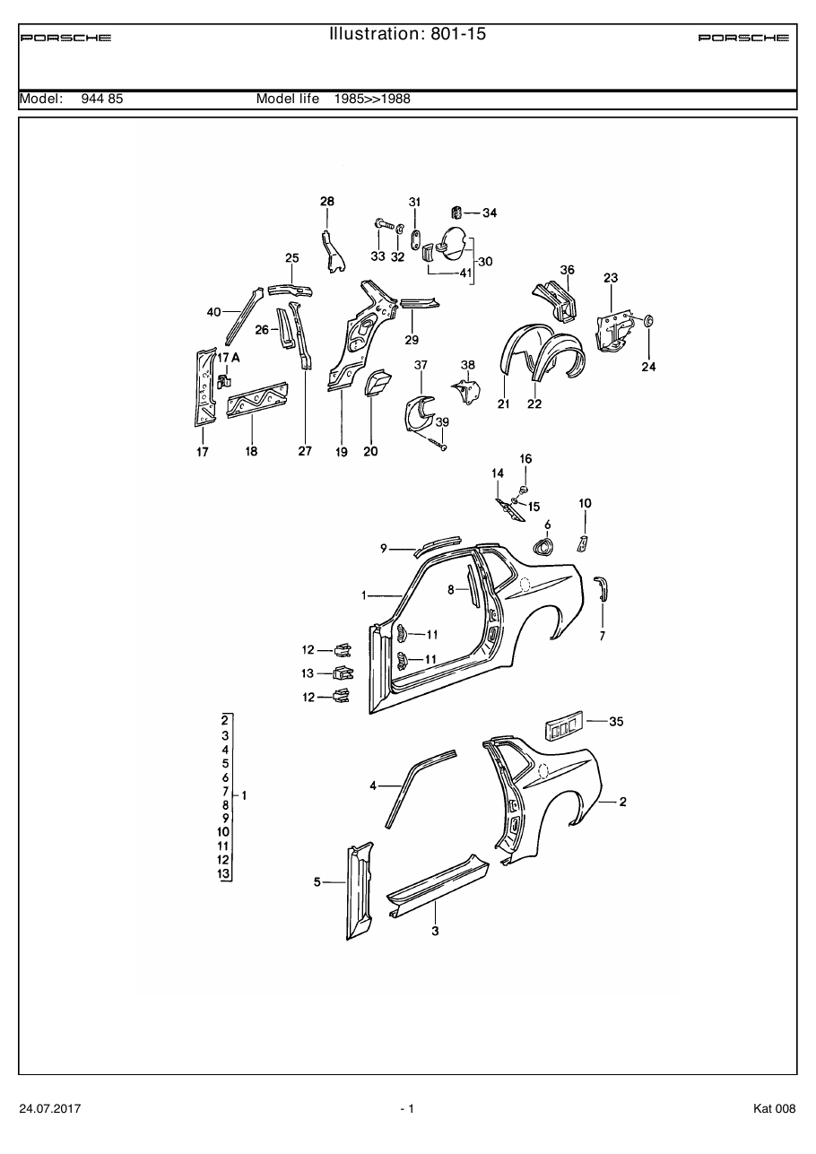 Exploded parts diagram — Side section