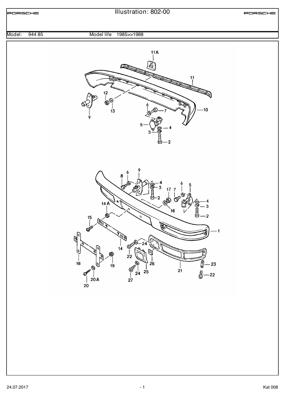 Exploded parts diagram — Bumper
