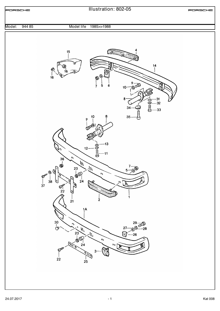 Exploded parts diagram — Bumper