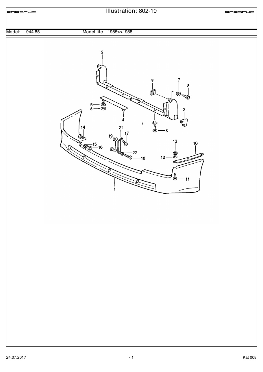 Exploded parts diagram — Front spoiler