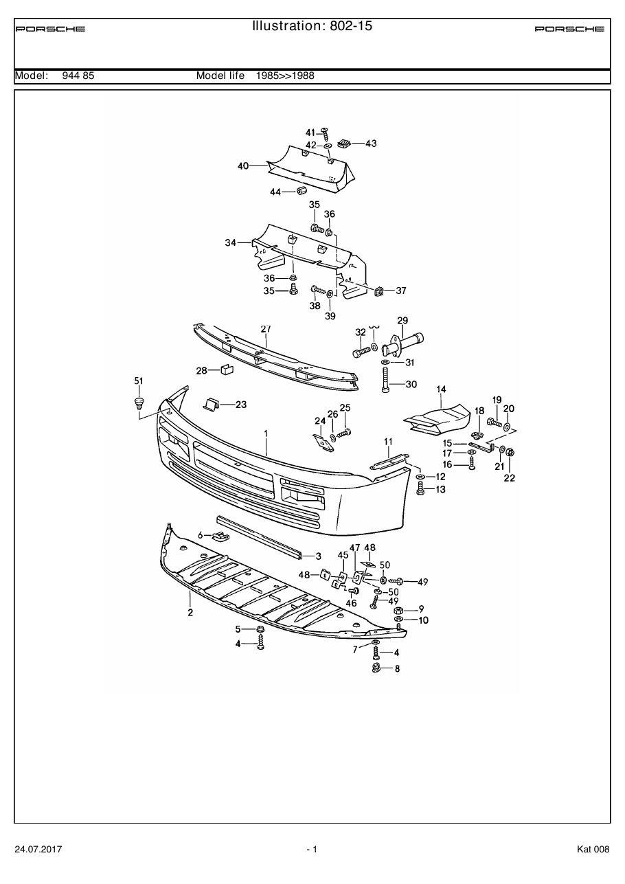 Exploded parts diagram — Front apron
