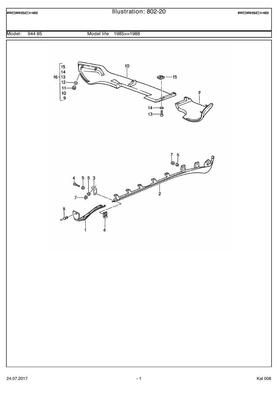 Exploded parts diagram — Sill cover