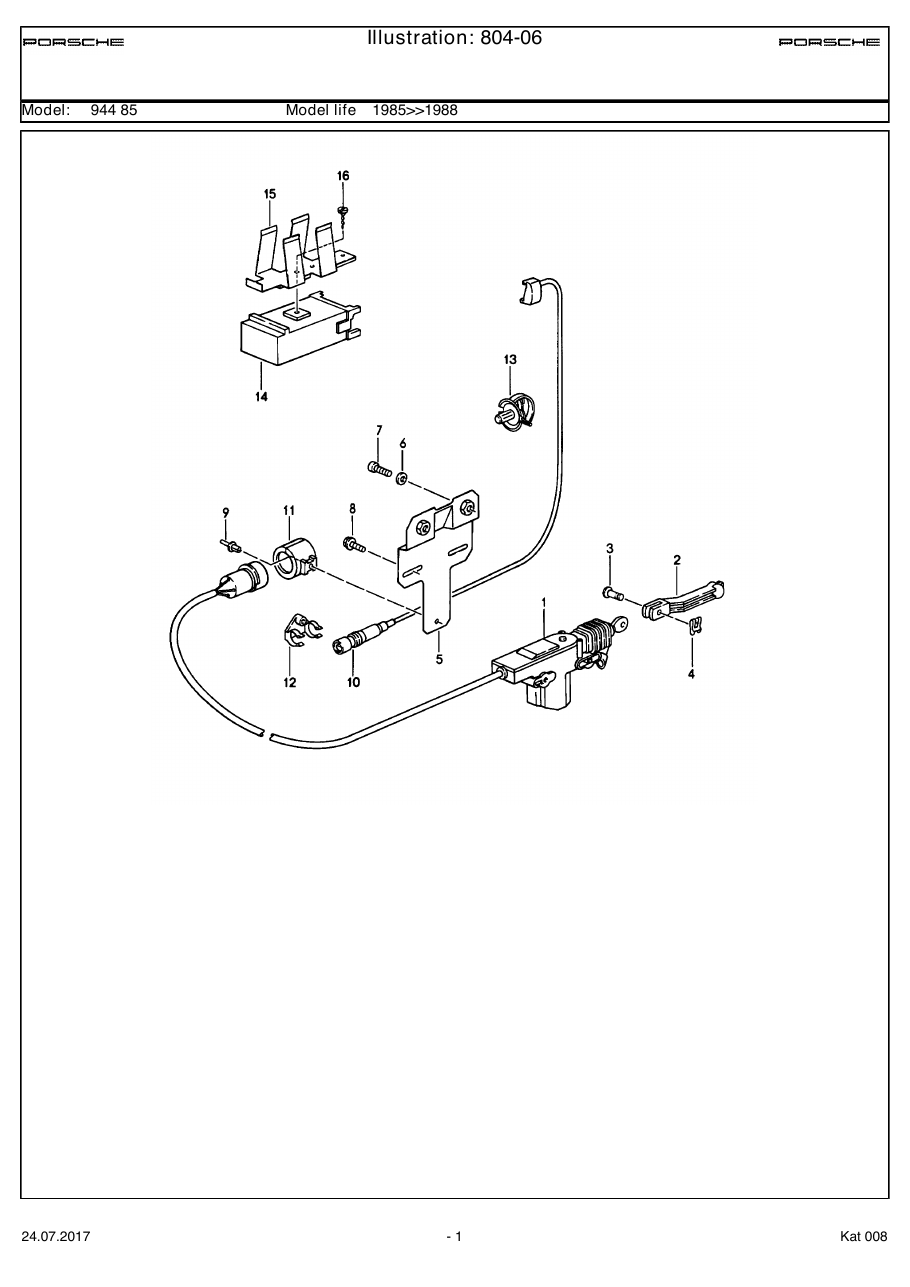 Exploded parts diagram — Central locking system