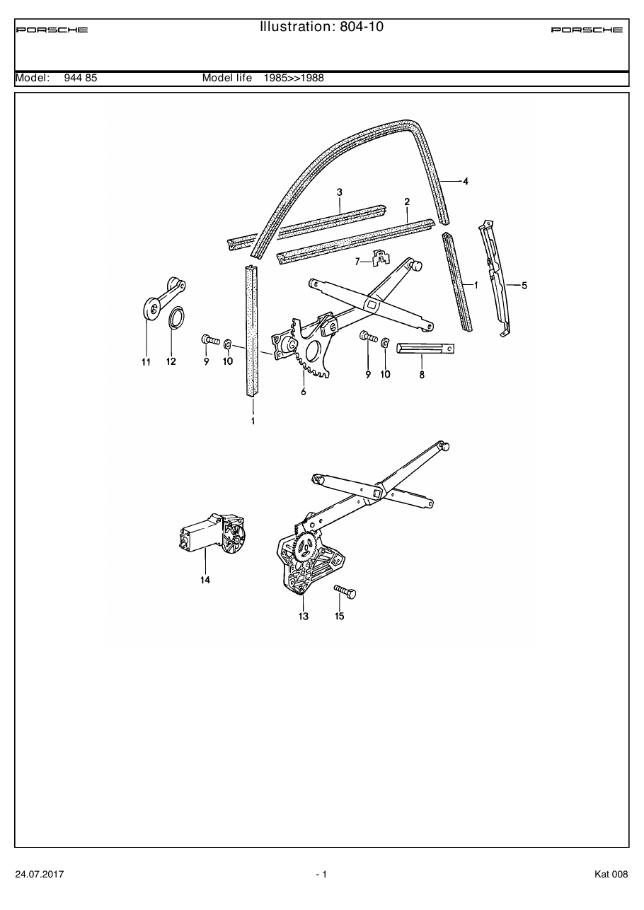 Exploded parts diagram — Power windows