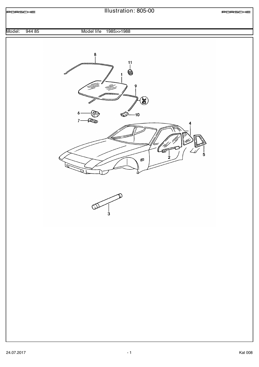 Exploded parts diagram — Window glazing