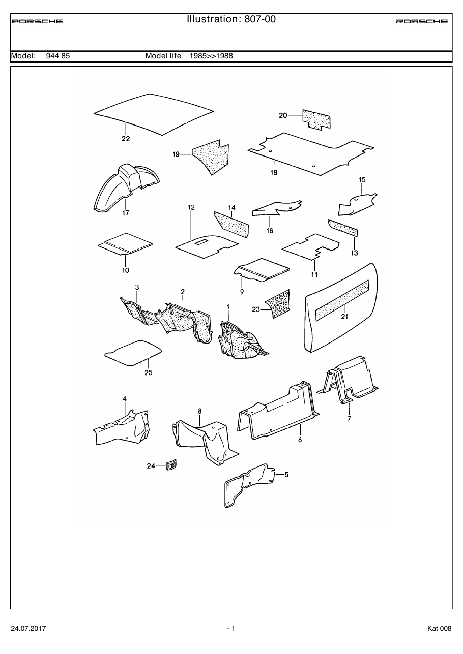 Exploded parts diagram — Sound absorber