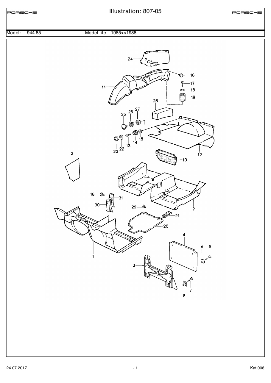 Exploded parts diagram — Linings