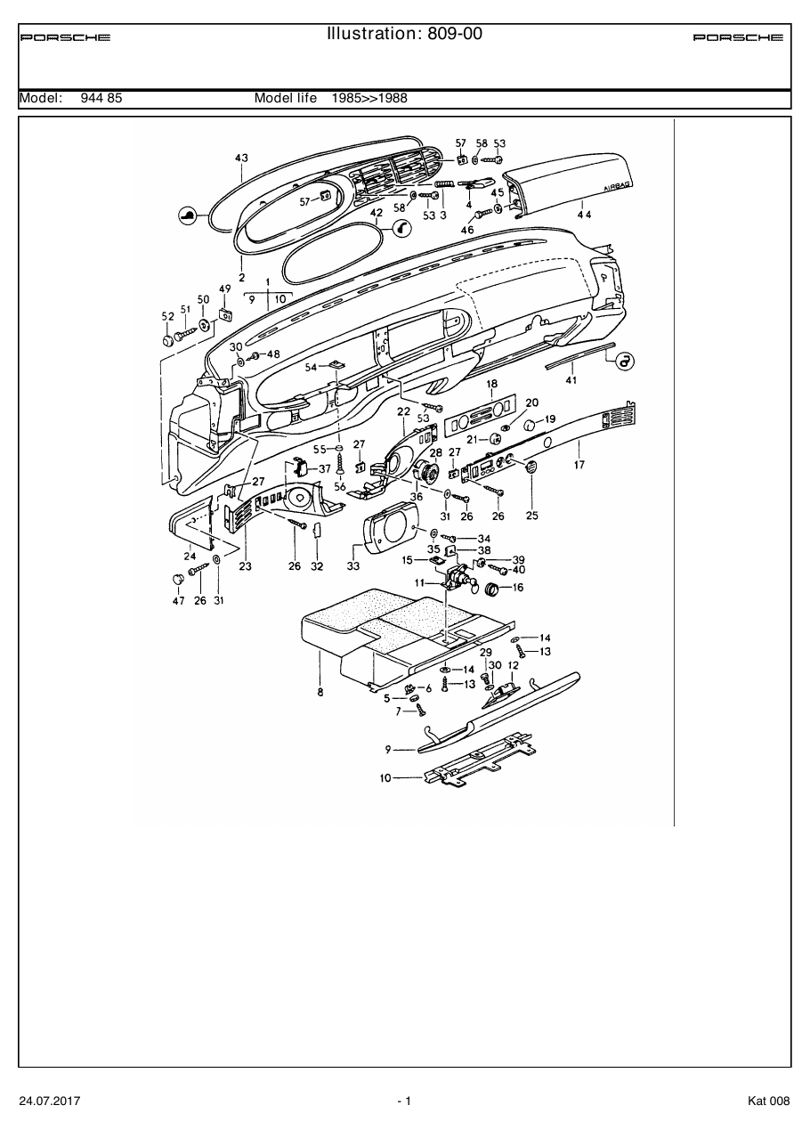 Exploded parts diagram — Dashboard trim
