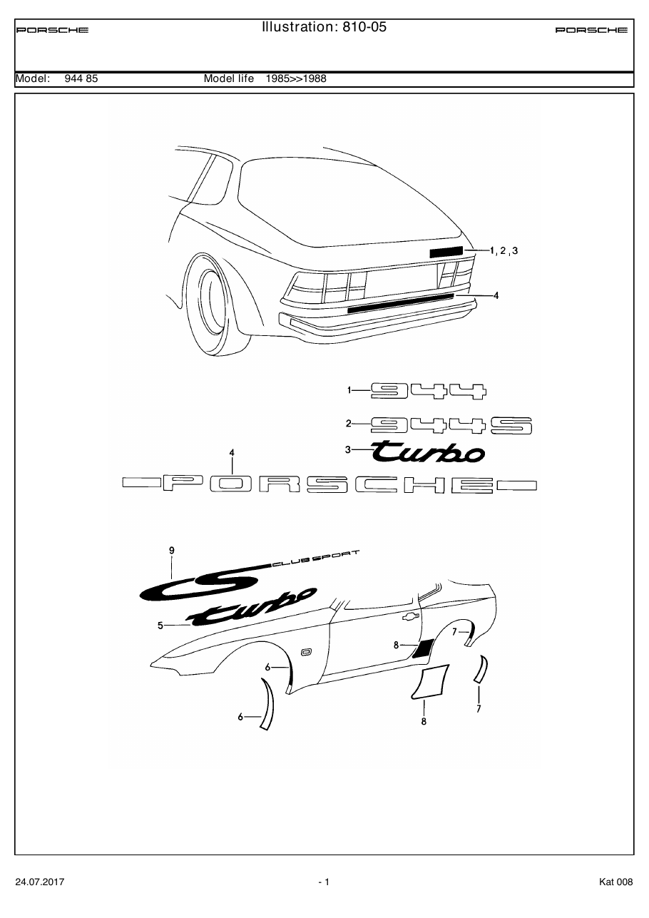Exploded parts diagram — Insignias