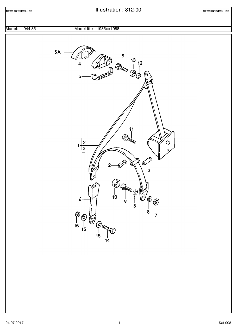 Exploded parts diagram — Seat belt
