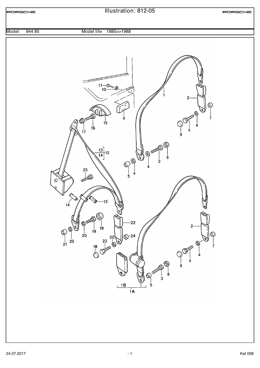 Exploded parts diagram — Seat belt