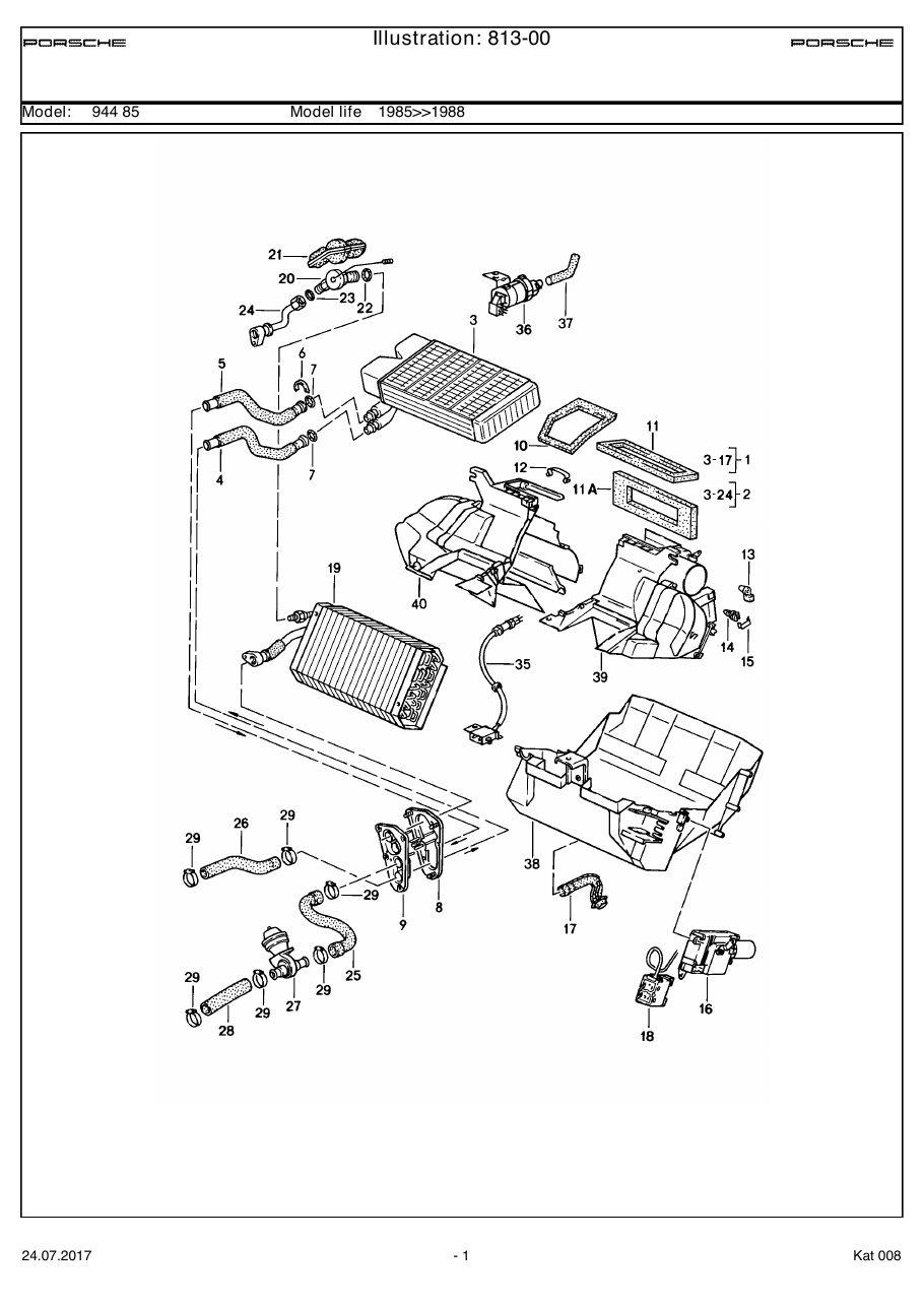 Exploded parts diagram — Heater