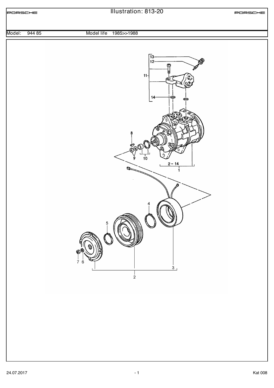 Exploded parts diagram — Compressor