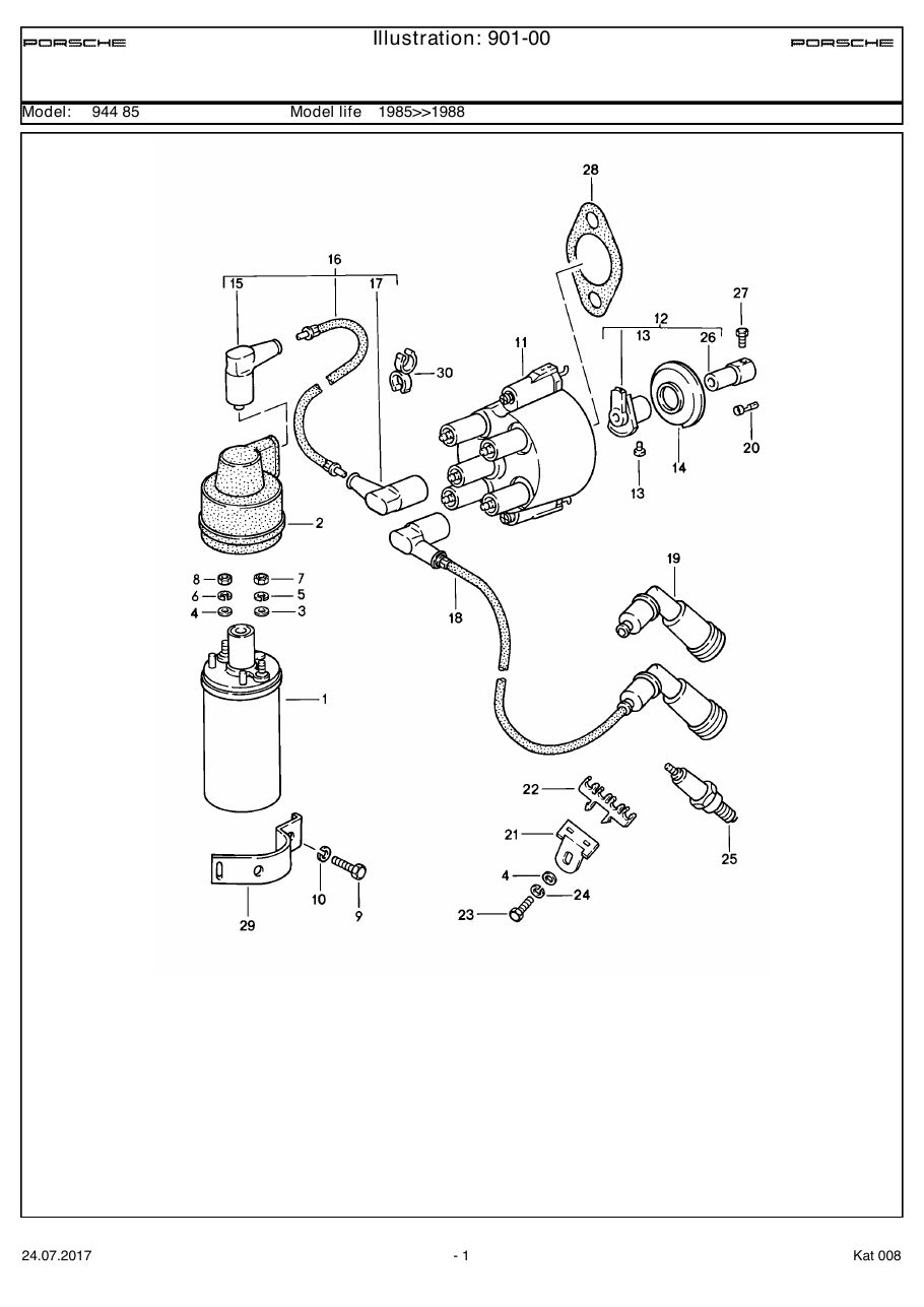 Exploded parts diagram — Engine electrics 1