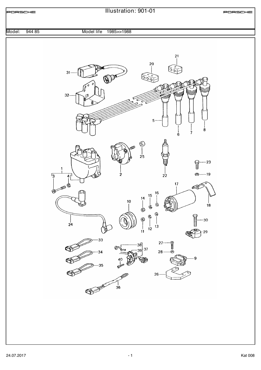 Exploded parts diagram — Engine electrics 1