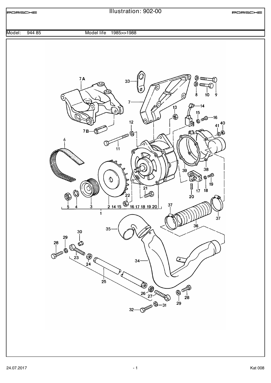 Exploded parts diagram — Generator