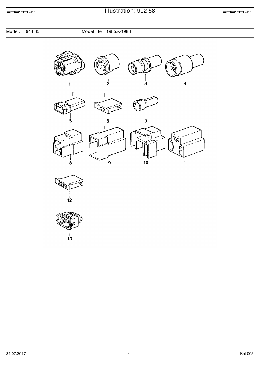 Exploded parts diagram — Connector housing
