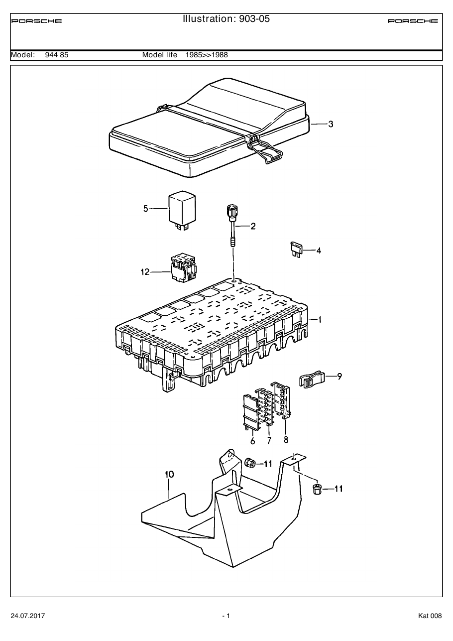 Exploded parts diagram — Central electrical system