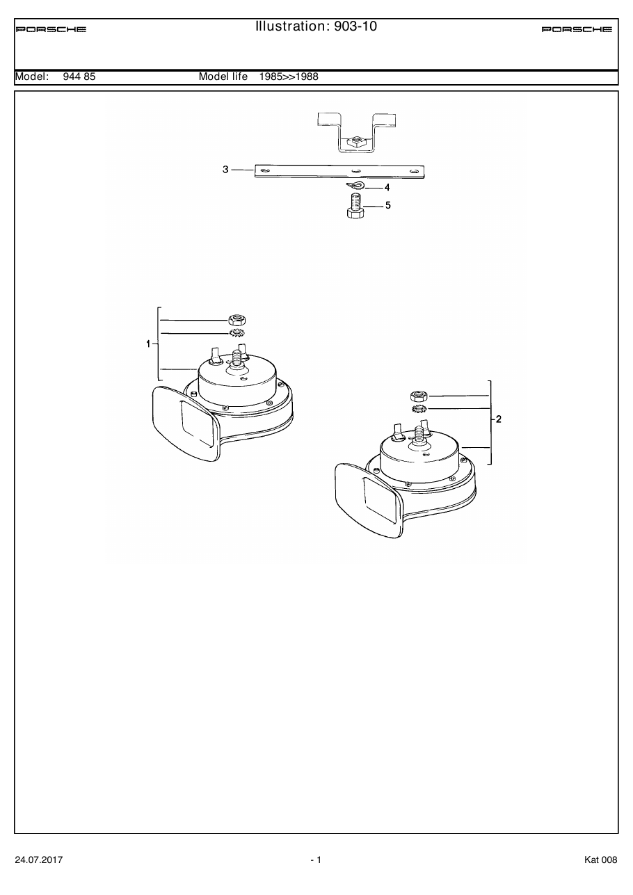 Exploded parts diagram — Horn