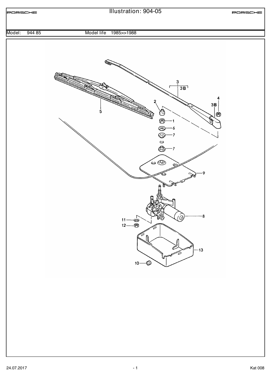 Exploded parts diagram — Rear window wiper