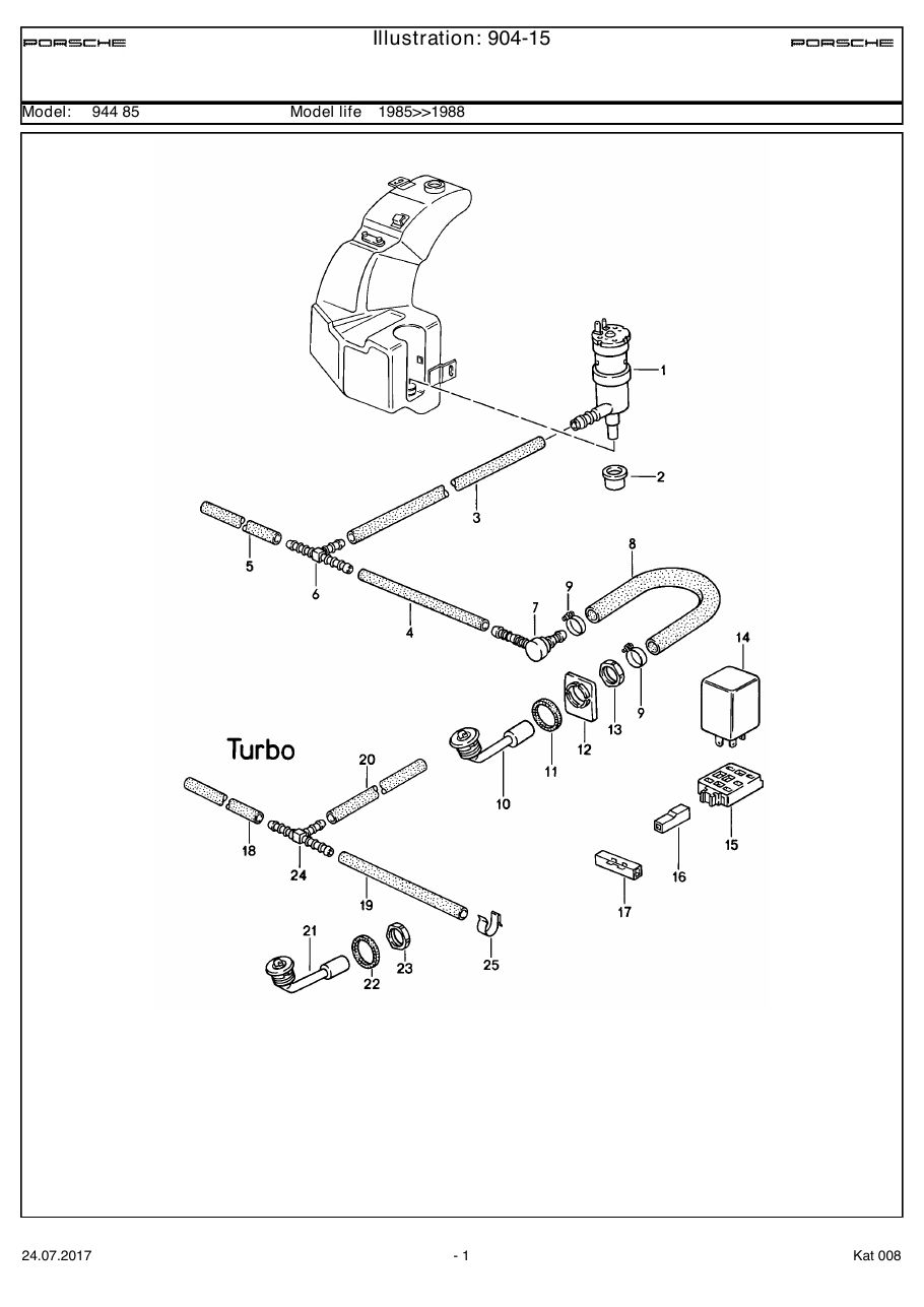 Exploded parts diagram — Headlight washer system