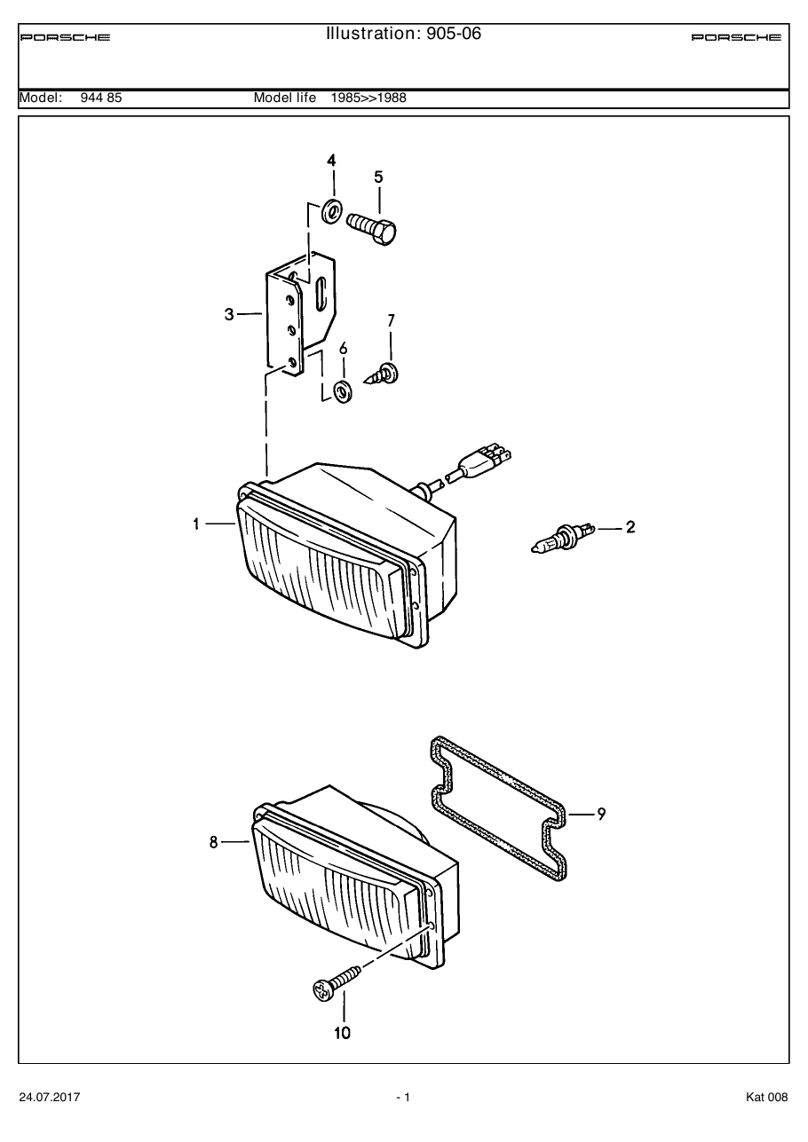 Exploded parts diagram — Fog headlamp