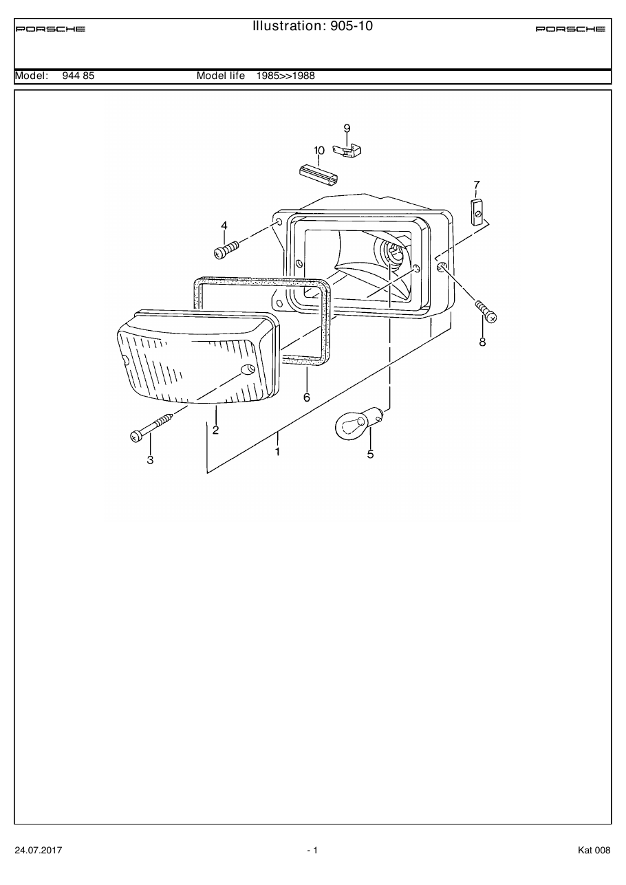 Exploded parts diagram — Direction indicator light