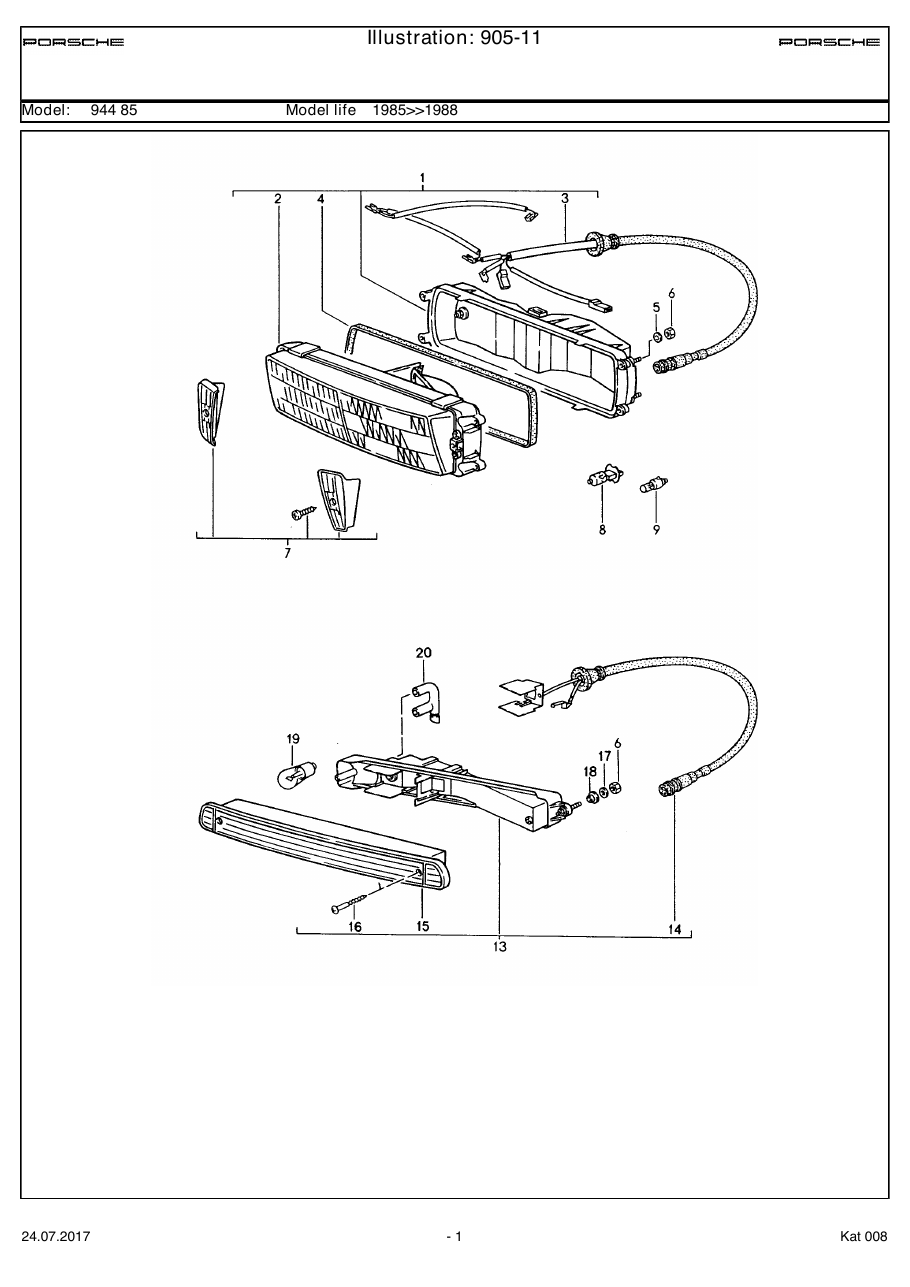 Exploded parts diagram — Additional headlamp