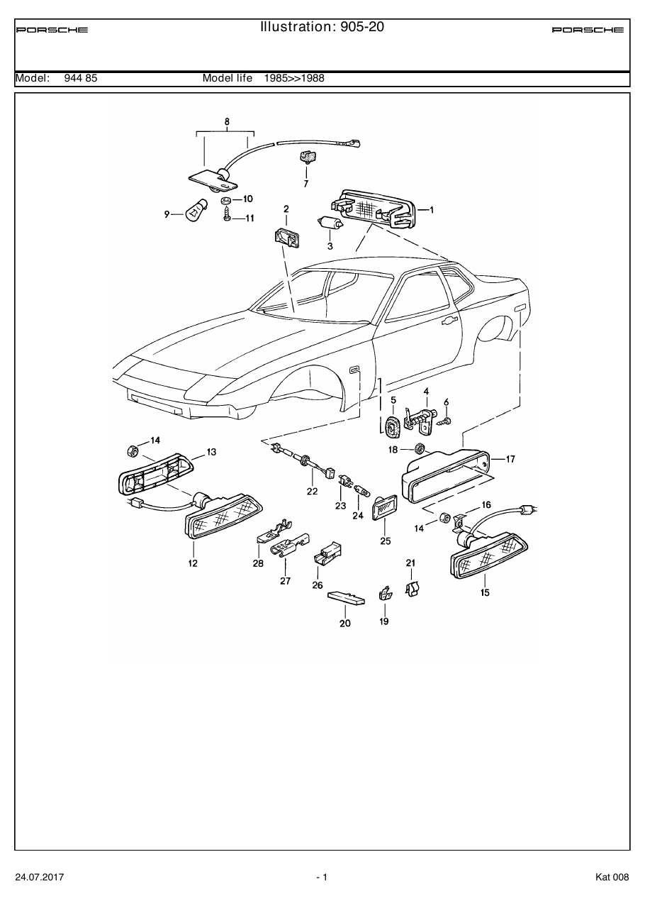 Exploded parts diagram — Interior light