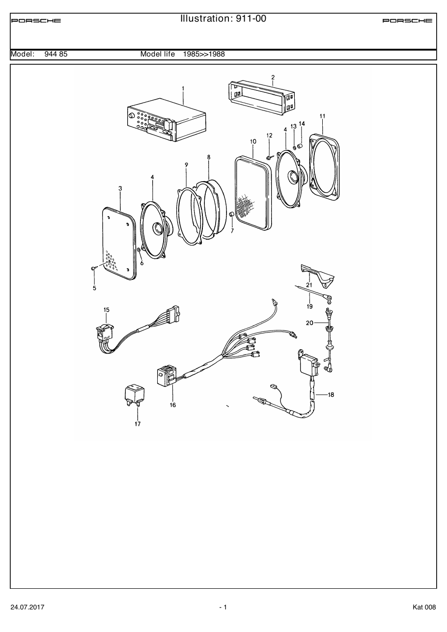 Exploded parts diagram — Radio