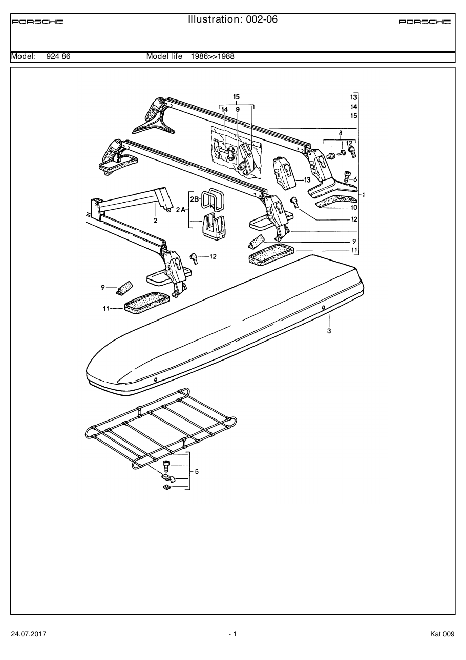 Exploded parts diagram — Roof transport system