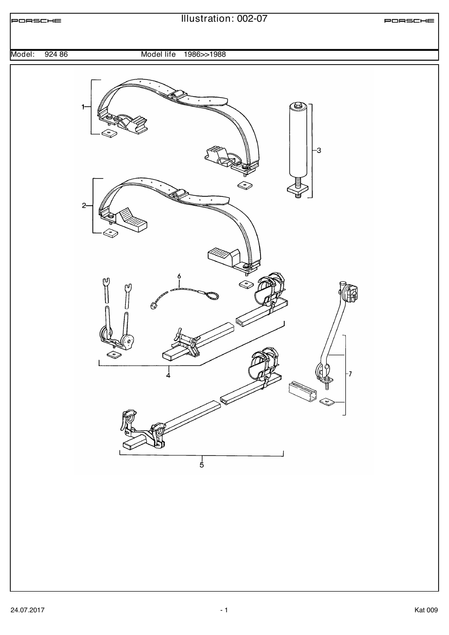 Exploded parts diagram — Roof transport system