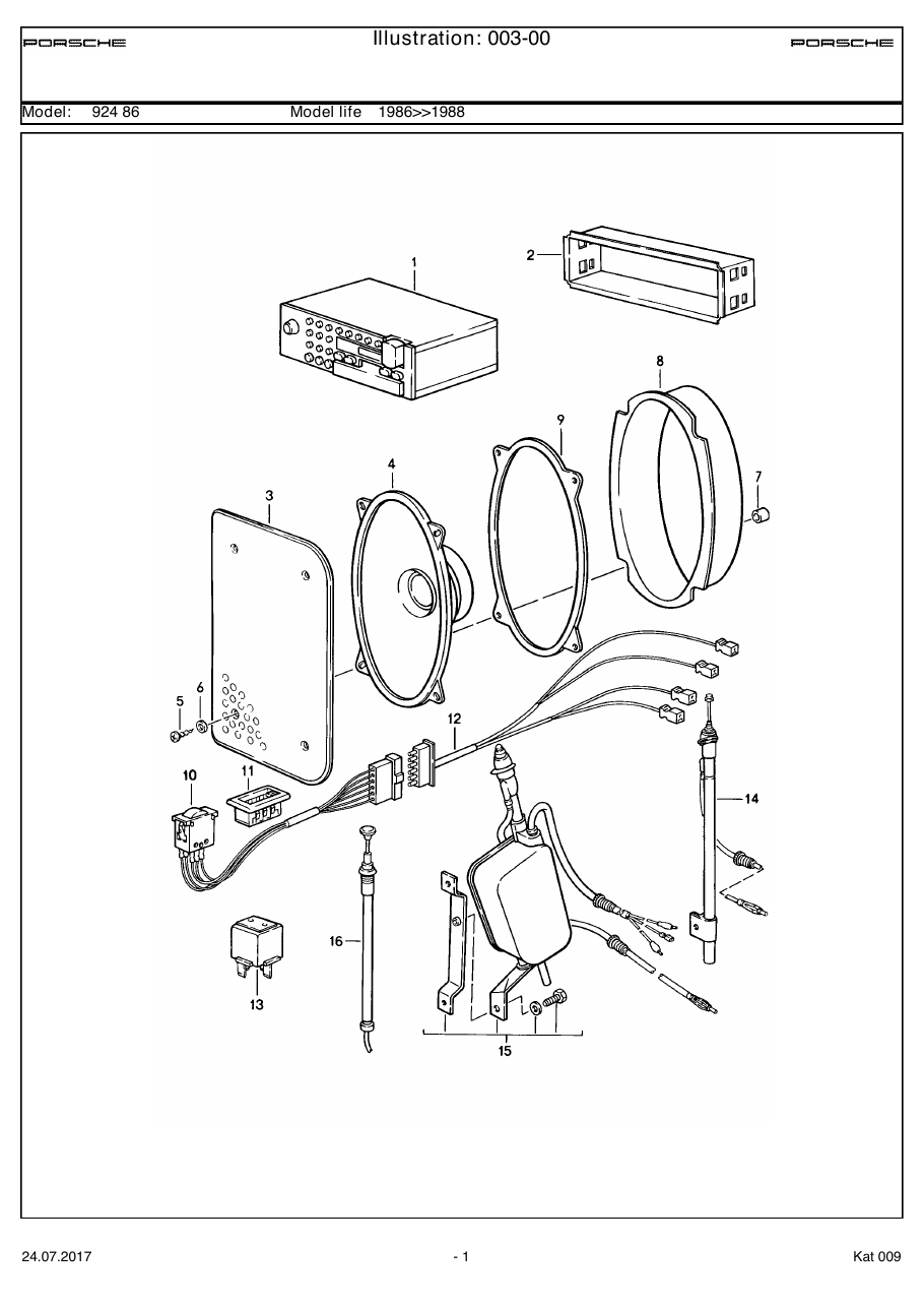 Exploded parts diagram — Radio