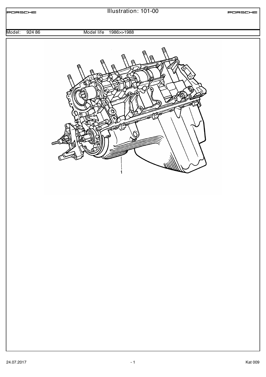 Exploded parts diagram — Short engine