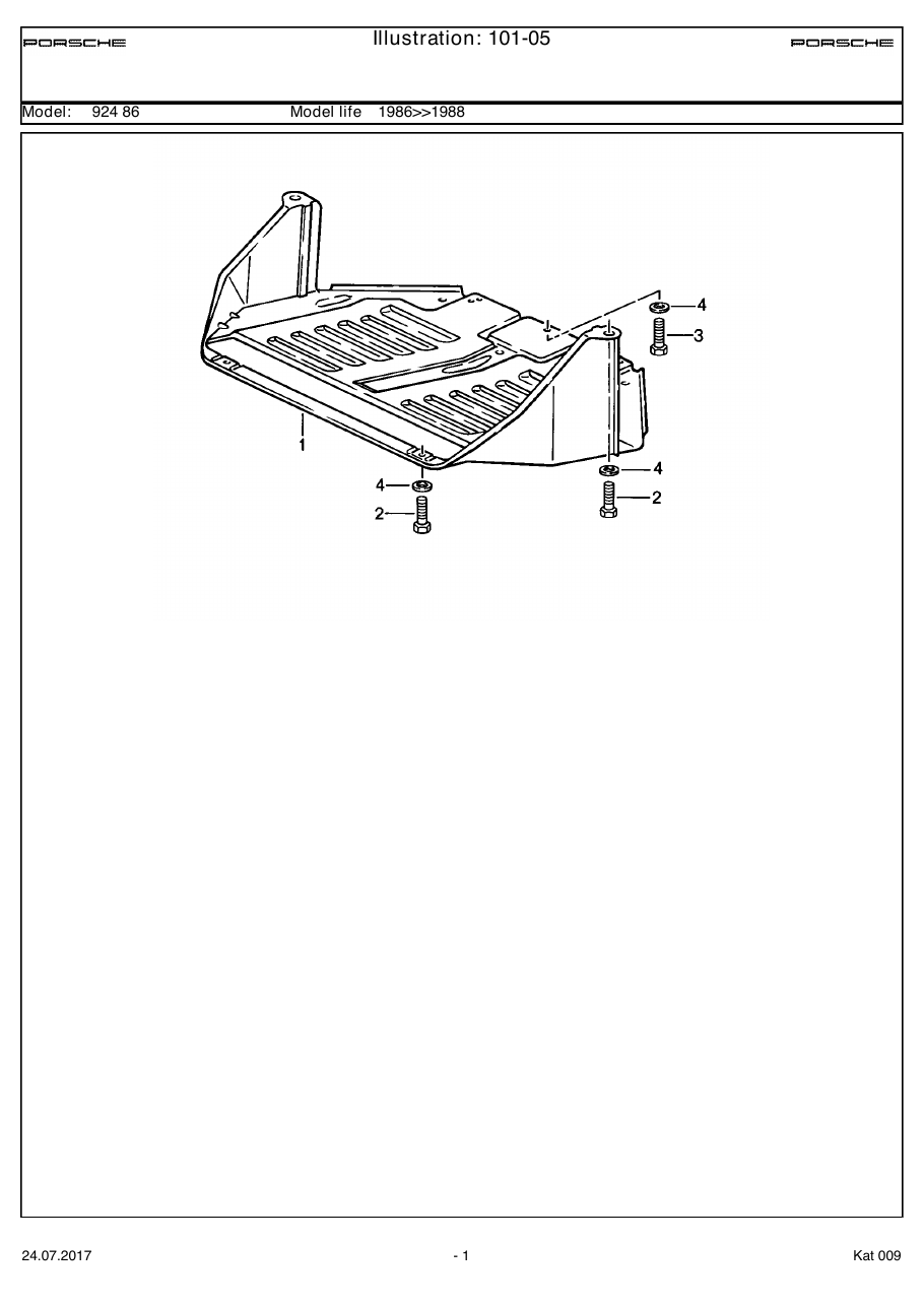 Exploded parts diagram — Protective plate f. engine