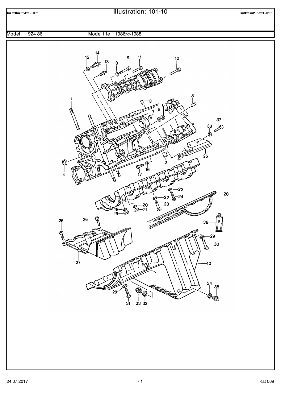 Exploded parts diagram — Crankcase