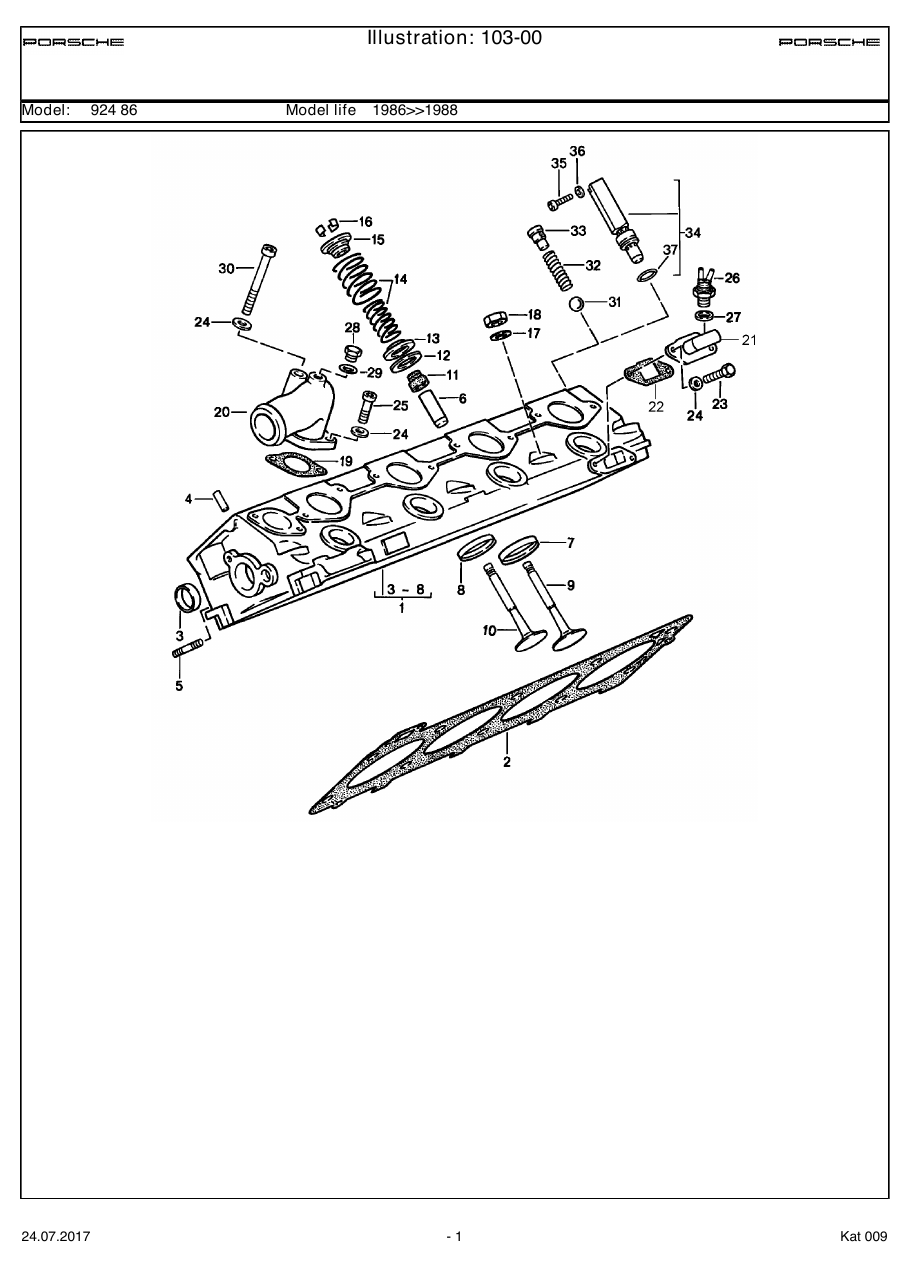 Exploded parts diagram — Cylinder head