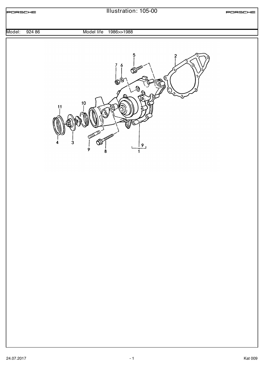 Exploded parts diagram — Water pump