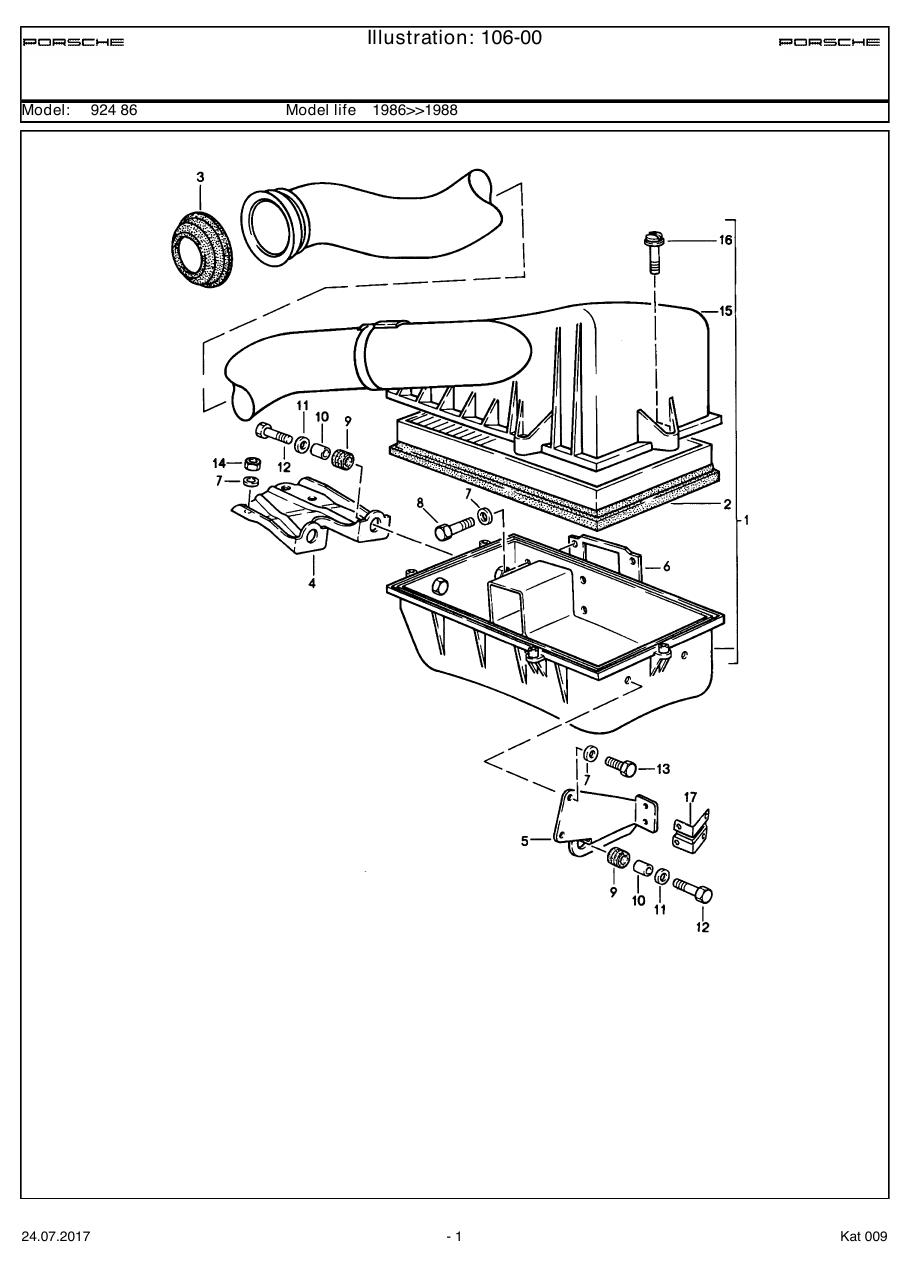 Exploded parts diagram — Air cleaner system