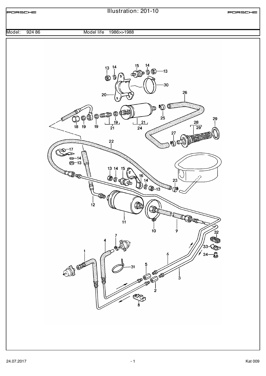 Exploded parts diagram — Fuel system